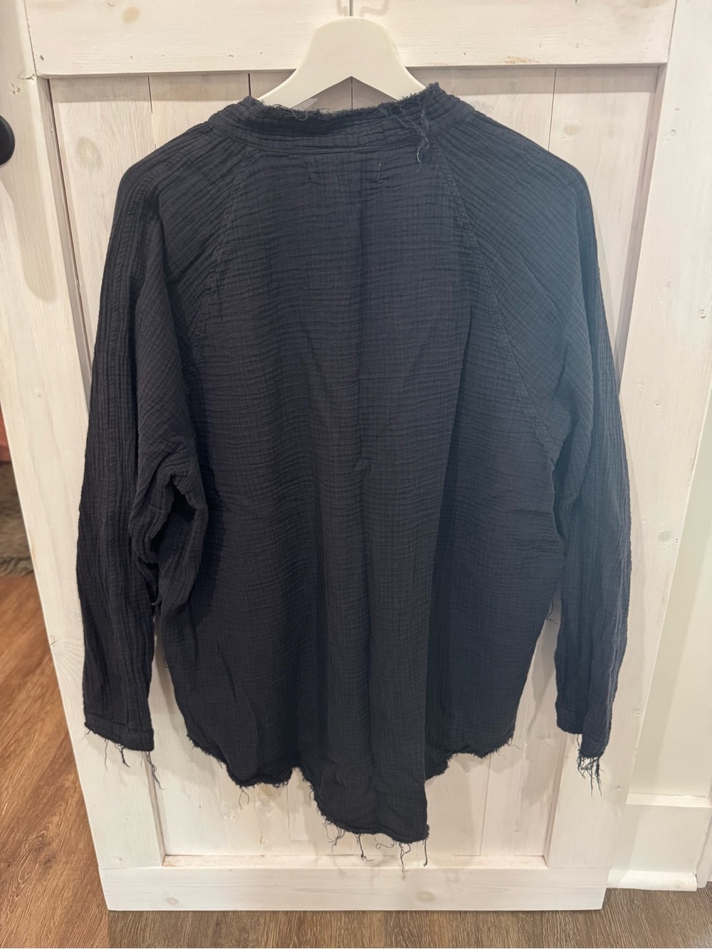 Free People Black Button-Front Gauze Shirt - Picture 3 of 4